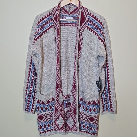 Lucky Brand Southwestern Open Cardigan Sweater Duster Aztec Western Festival Med - Picture 1 of 16